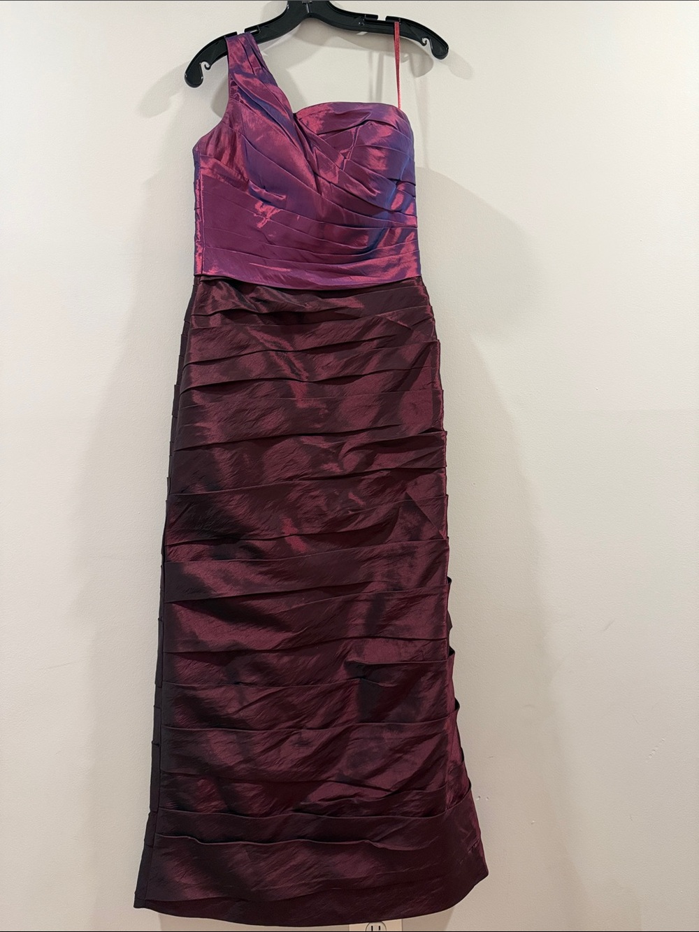 JS Collections One-Shoulder Two-Tone Purple/Burgundy Dress